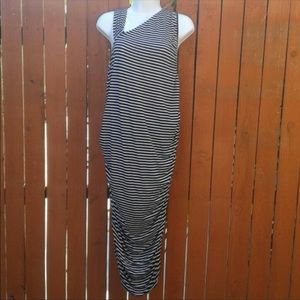 Black and white striped comfy maternity dress